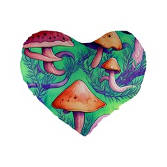 Natural Mushroom Illustration Design Standard 16  Premium Flano Heart Shape Cushions by GardenOfOphir