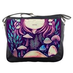 Fairy Mushroom Illustration Design Messenger Bag by GardenOfOphir