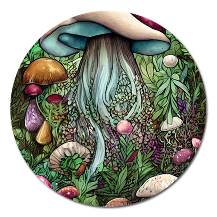 Craft Mushroom Magnet 5  (Round)