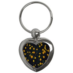 Bloomed Yellow Petaled Flower Plants Key Chain (heart)