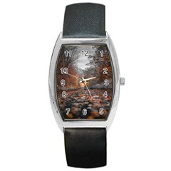 Breathe In Nature Background Barrel Style Metal Watch by artworkshop