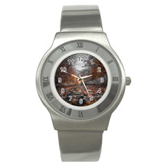 Breathe In Nature Background Stainless Steel Watch by artworkshop