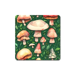 Fantasy Farmcore Farm Mushroom Square Magnet by GardenOfOphir