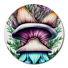 Witchy Forresty Goblincore Fairytale Mushroom Round Mousepad by GardenOfOphir