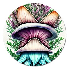 Witchy Forresty Goblincore Fairytale Mushroom Magnet 5  (round) by GardenOfOphir