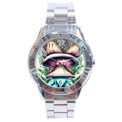 Witchy Forresty Goblincore Fairytale Mushroom Stainless Steel Analogue Watch