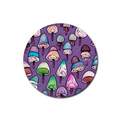 Foraging For Mushrooms Rubber Round Coaster (4 Pack) by GardenOfOphir