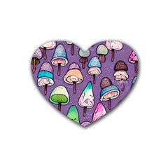 Foraging For Mushrooms Rubber Heart Coaster (4 Pack) by GardenOfOphir