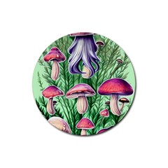 Natural Mushrooms Rubber Coaster (round) by GardenOfOphir