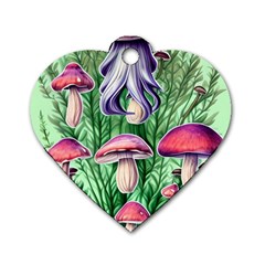 Natural Mushrooms Dog Tag Heart (one Side) by GardenOfOphir