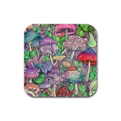 Vintage Mushroom Garden Rubber Square Coaster (4 Pack) by GardenOfOphir