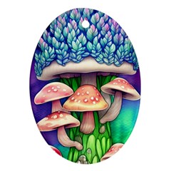 Fairy Mushroom In The Forest Oval Ornament (Two Sides)