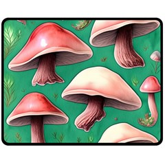 Forest Mushrooms One Side Fleece Blanket (medium) by GardenOfOphir