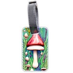 Vintage Forest Mushrooms Luggage Tag (two Sides) by GardenOfOphir