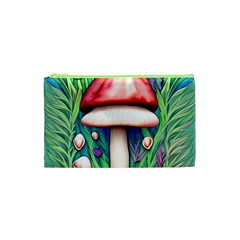 Vintage Forest Mushrooms Cosmetic Bag (xs) by GardenOfOphir