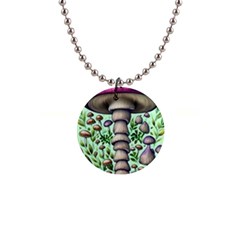 Forest Mushrooms 1  Button Necklace by GardenOfOphir