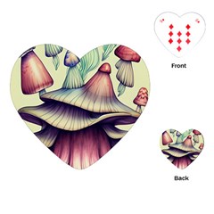 Antique Forest Mushrooms Playing Cards Single Design (heart) by GardenOfOphir