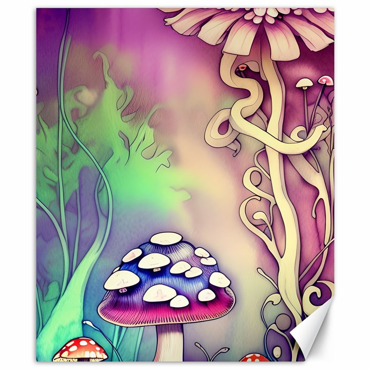 Tiny Forest Mushroom Fairy Canvas 8  x 10 