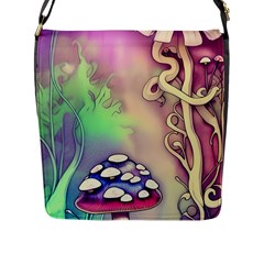 Tiny Forest Mushroom Fairy Flap Closure Messenger Bag (l) by GardenOfOphir