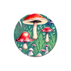 Forest Mushroom Fairy Garden Magnet 3  (round) by GardenOfOphir