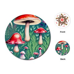 Forest Mushroom Fairy Garden Playing Cards Single Design (round) by GardenOfOphir