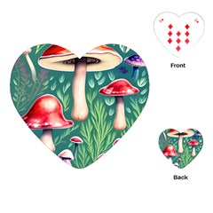 Forest Mushroom Fairy Garden Playing Cards Single Design (heart) by GardenOfOphir