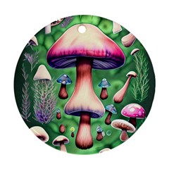 Secret Forest Mushroom Fairy Round Ornament (two Sides) by GardenOfOphir