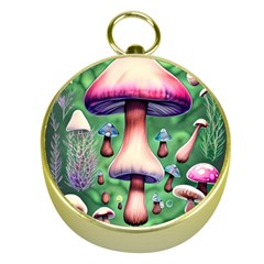Secret Forest Mushroom Fairy Gold Compasses by GardenOfOphir