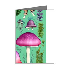 Foraging In The Mushroom Forest Mini Greeting Card by GardenOfOphir