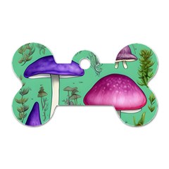 Foraging In The Mushroom Forest Dog Tag Bone (one Side) by GardenOfOphir