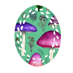 Foraging In The Mushroom Forest Ornament (oval Filigree) by GardenOfOphir