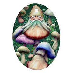 Natural Mushroom Fairy Garden Oval Ornament (two Sides) by GardenOfOphir