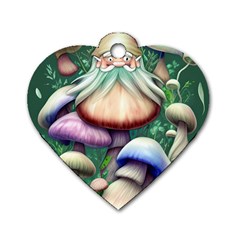 Natural Mushroom Fairy Garden Dog Tag Heart (one Side) by GardenOfOphir