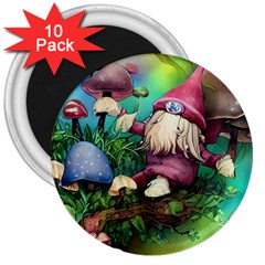 Vintage Flowery Mushroom 3  Magnets (10 Pack) 