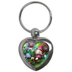 Vintage Flowery Mushroom Key Chain (heart) by GardenOfOphir