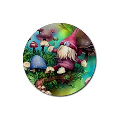 Vintage Flowery Mushroom Rubber Coaster (round) by GardenOfOphir