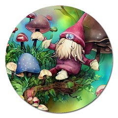 Vintage Flowery Mushroom Magnet 5  (round)