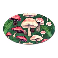 Foraging In The Mushroom Zone Oval Magnet by GardenOfOphir