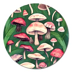 Foraging In The Mushroom Zone Magnet 5  (round) by GardenOfOphir