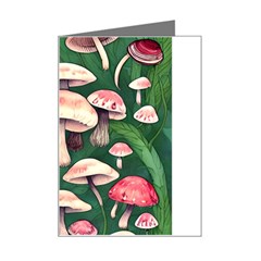 Foraging In The Mushroom Zone Mini Greeting Card by GardenOfOphir