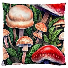 Rustic Mushroom Large Premium Plush Fleece Cushion Case (one Side) by GardenOfOphir