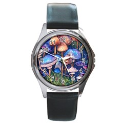 Retro Mushroom Round Metal Watch by GardenOfOphir