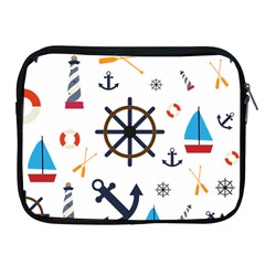 Marine Nautical Seamless Lifebuoy Anchor Pattern Apple Ipad 2/3/4 Zipper Cases by Jancukart