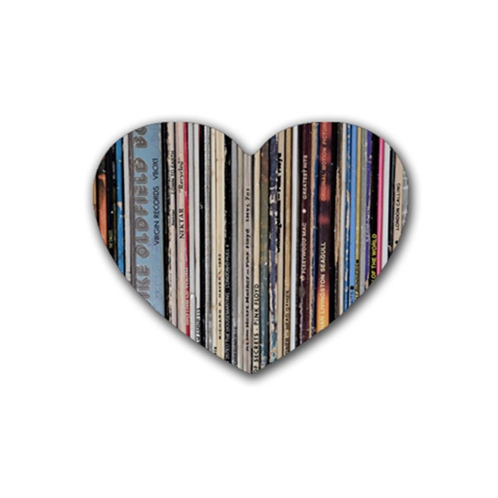 Vintage Vinyl Records Collection Rubber Coaster (Heart)