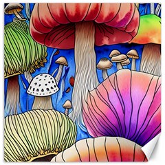 Vintage Mushroom Design Flowery Nature Canvas 12  X 12  by GardenOfOphir