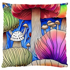 Vintage Mushroom Design Flowery Nature Large Cushion Case (two Sides) by GardenOfOphir