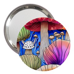 Vintage Mushroom Design Flowery Nature 3  Handbag Mirrors by GardenOfOphir