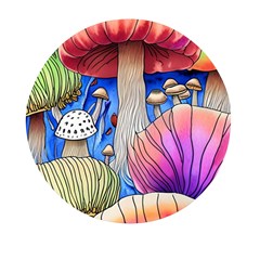 Vintage Mushroom Design Flowery Nature Mini Round Pill Box by GardenOfOphir