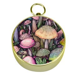 Mushroom Magic Gold Compasses by GardenOfOphir