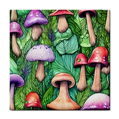 Tiny Toadstools Tile Coaster by GardenOfOphir